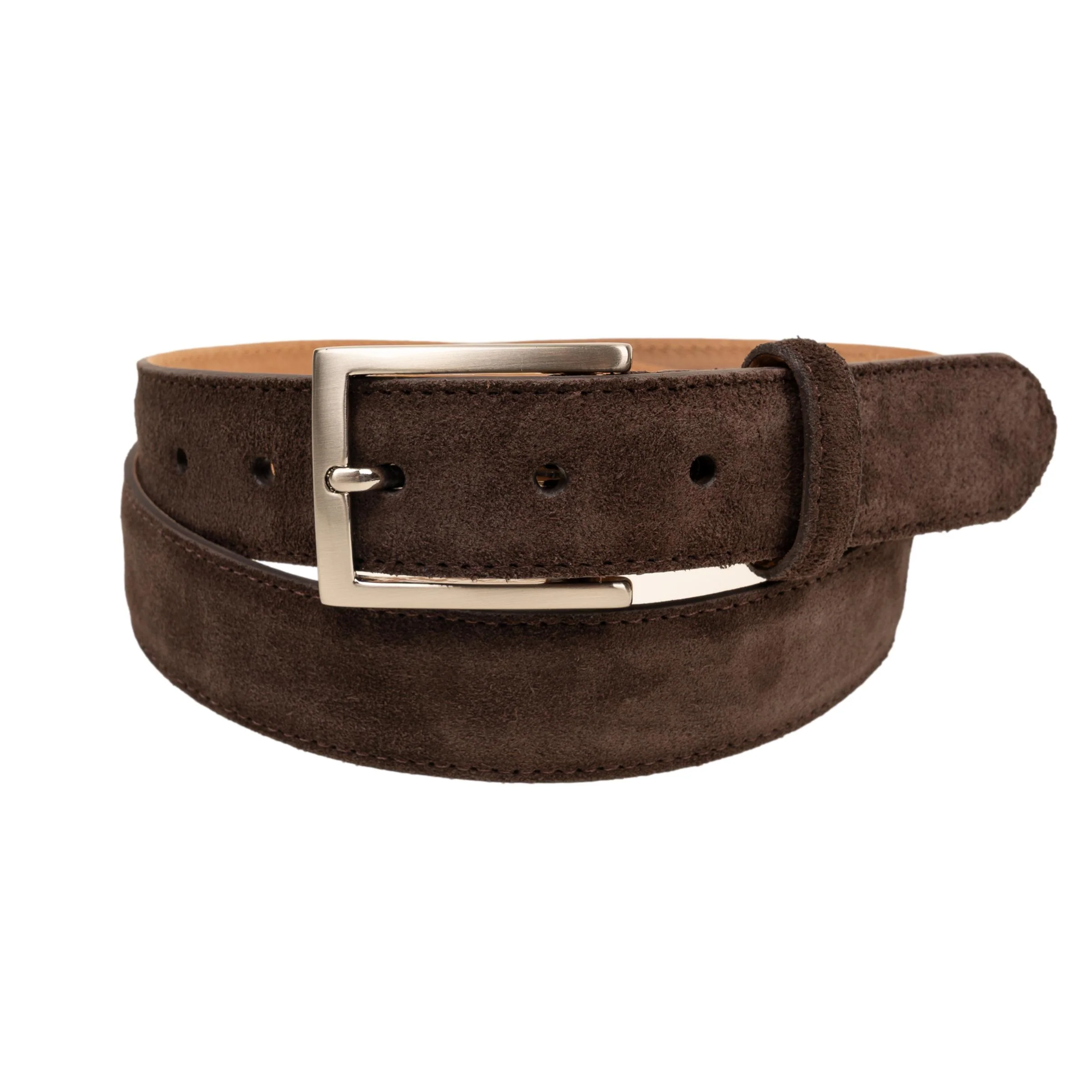 1 1/4" Suede Calfskin Belt with Nickel Buckle