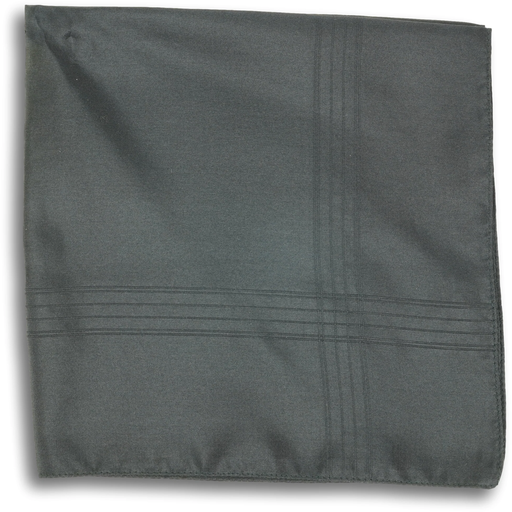 Black with Stitched Striped Border Pocket Square