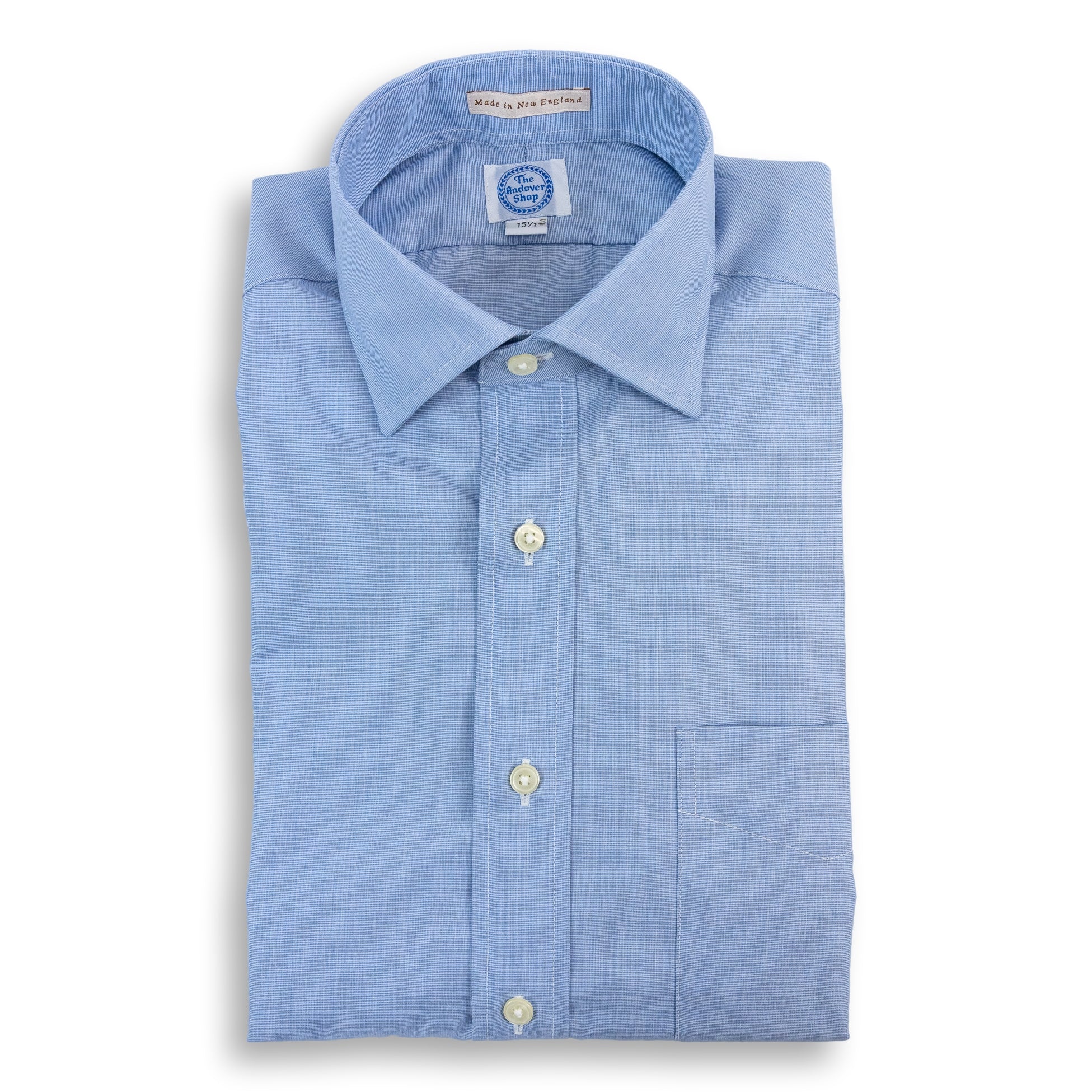 Blue End-on-End Trim Fit Spread Collar Dress Shirt
