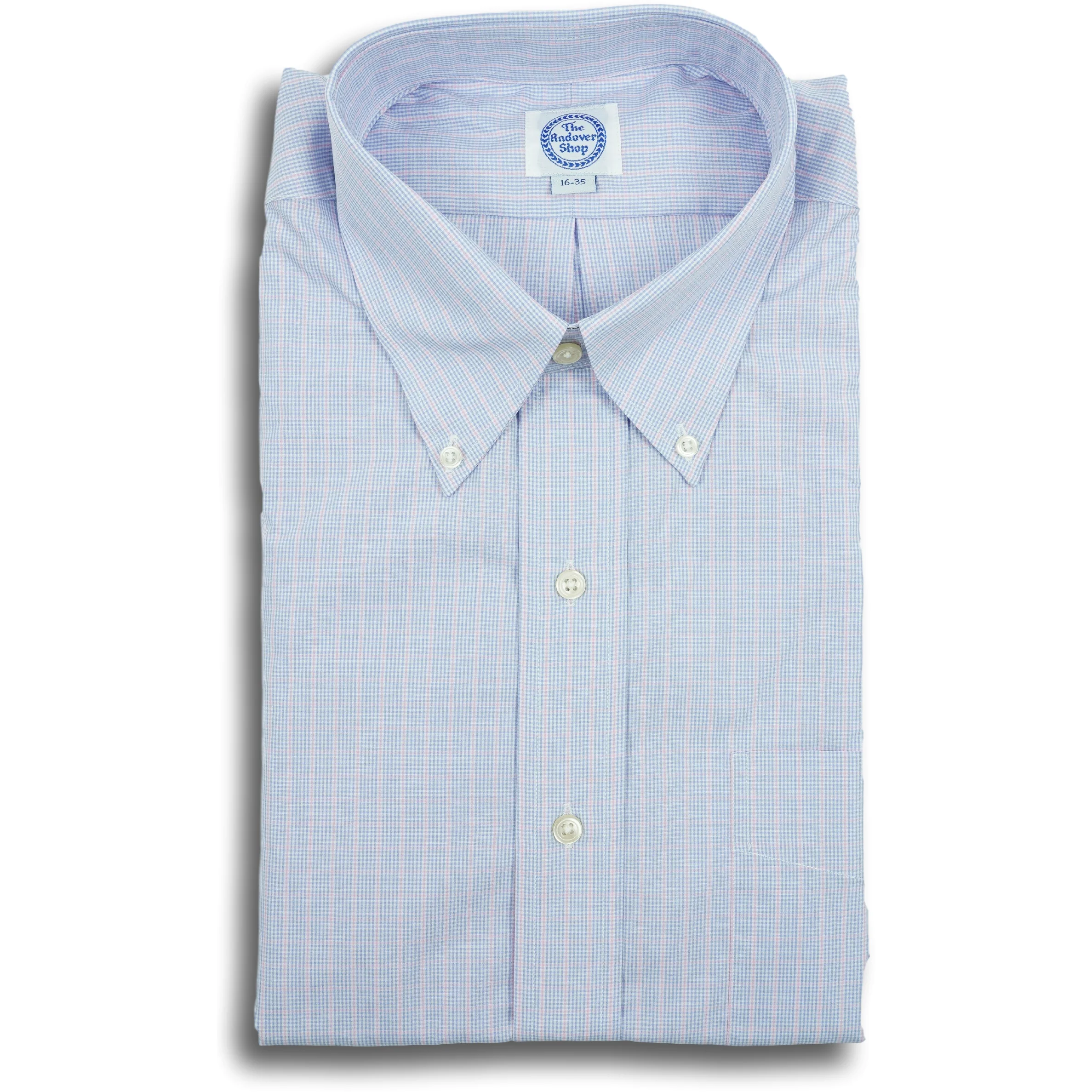 Blue Mini Check with Pink Windowpane Button Down Shirt
