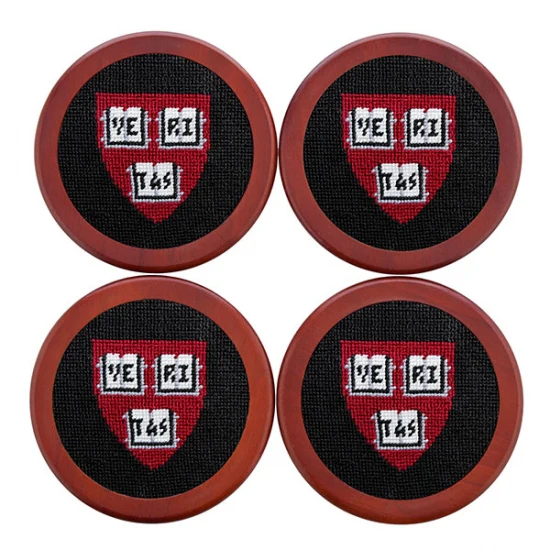Harvard University Needlepoint Coaster Set