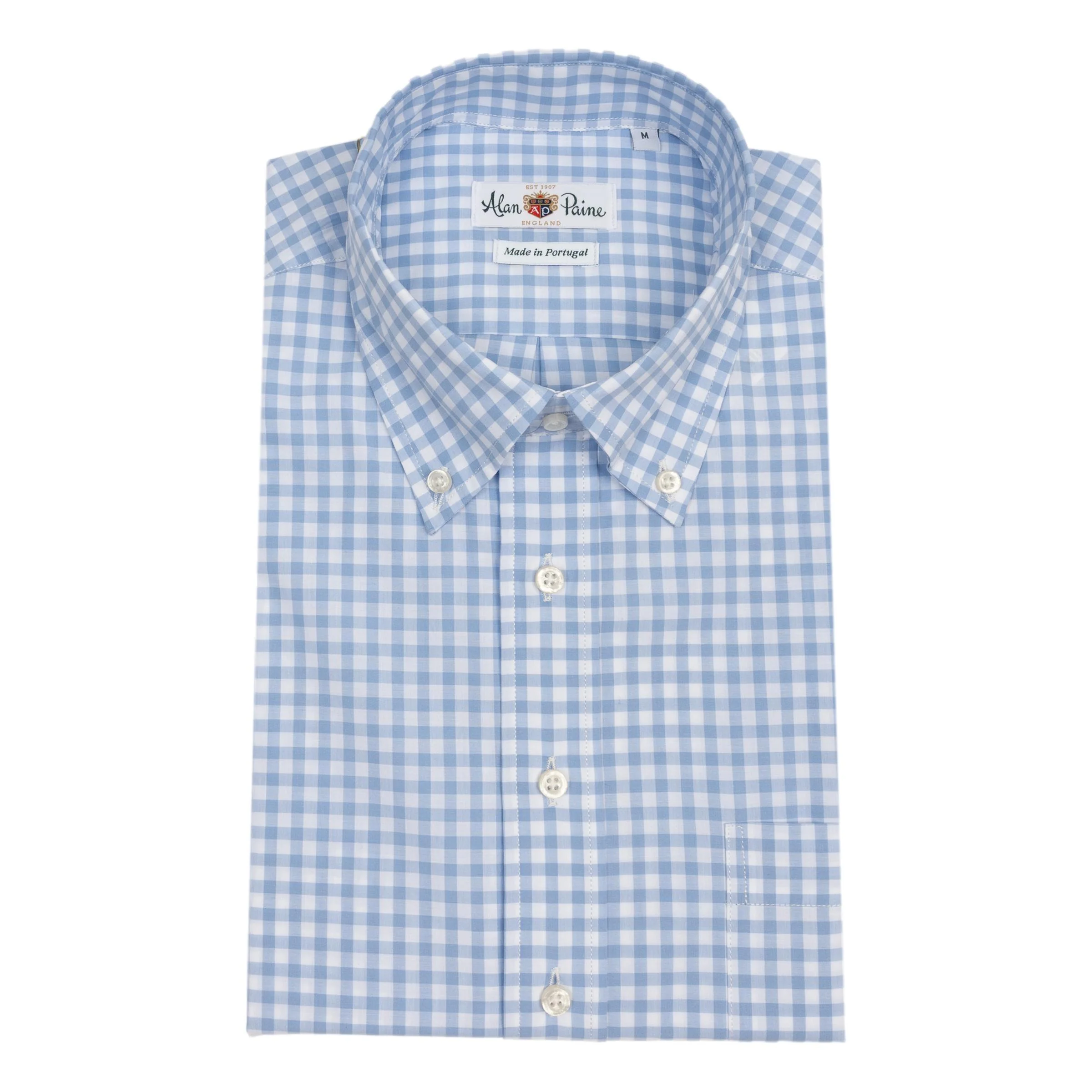 Light Blue Gingham Button Down Sport Shirt