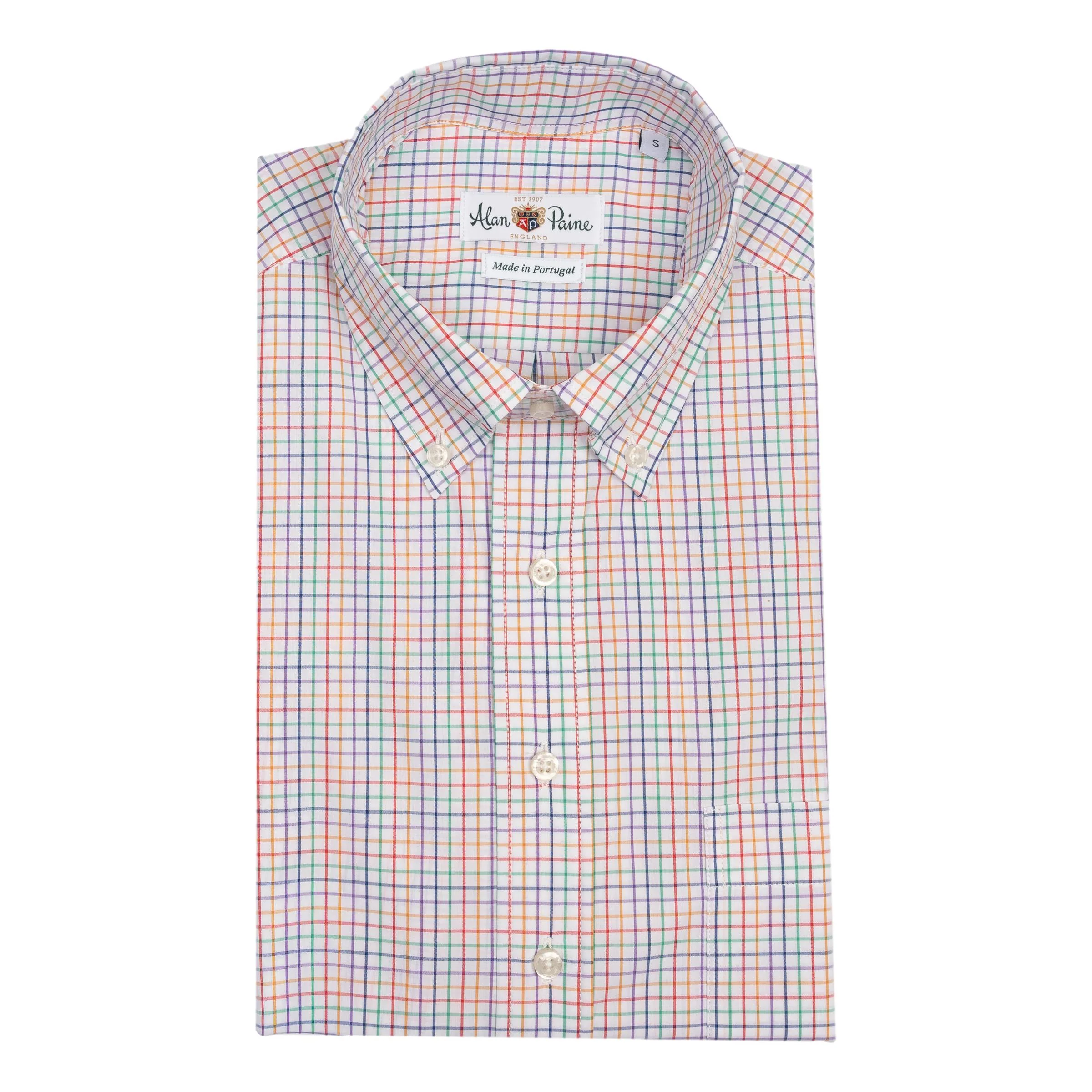 Mint, Red, Yellow, Navy and Purple Tattersall Button Down Sport Shirt