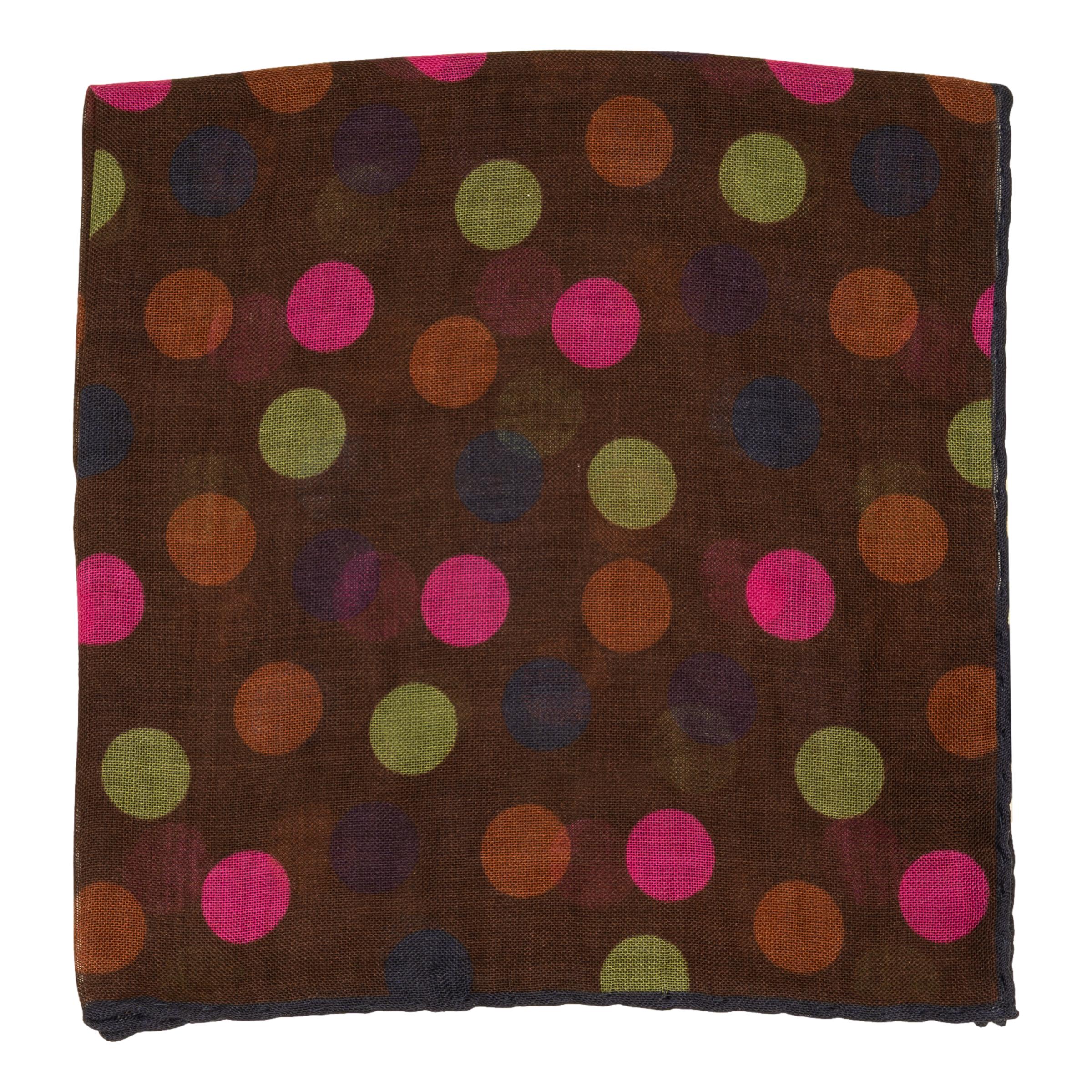 Multicolor Polka Dot Wool and Silk Pocket Square