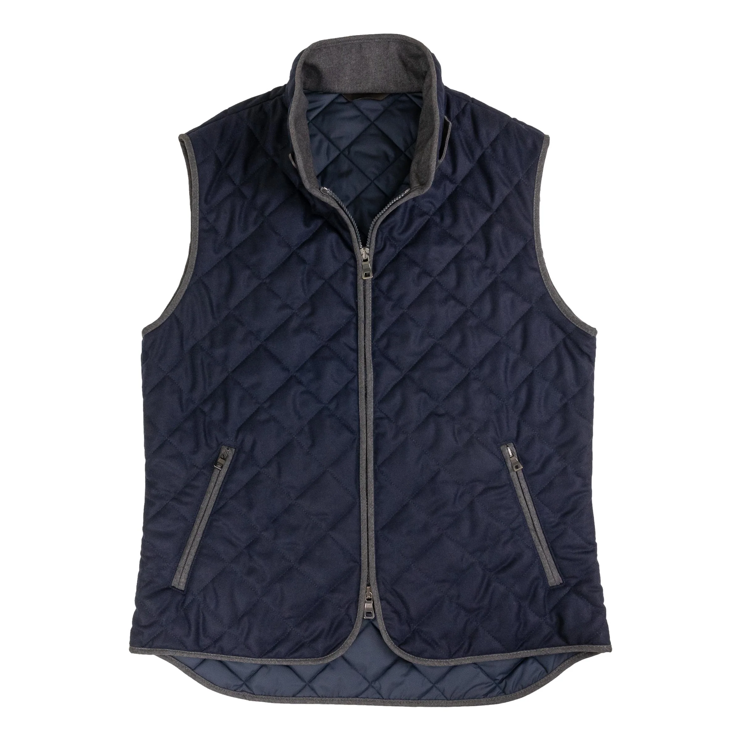 Navy Barberis Flannel Waterville Quilted Vest