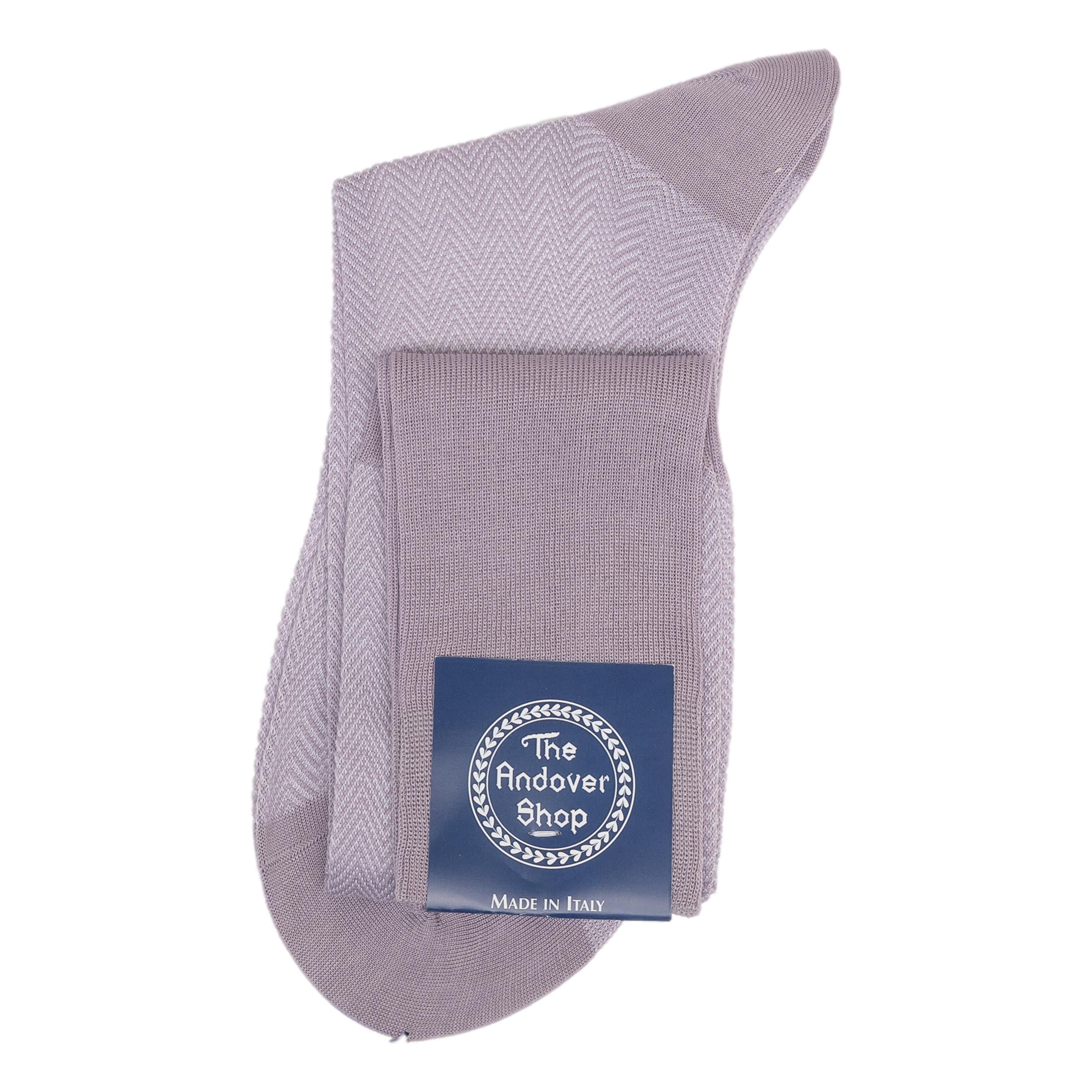 Over-the-Calf Cotton Herringbone Dress Sock
