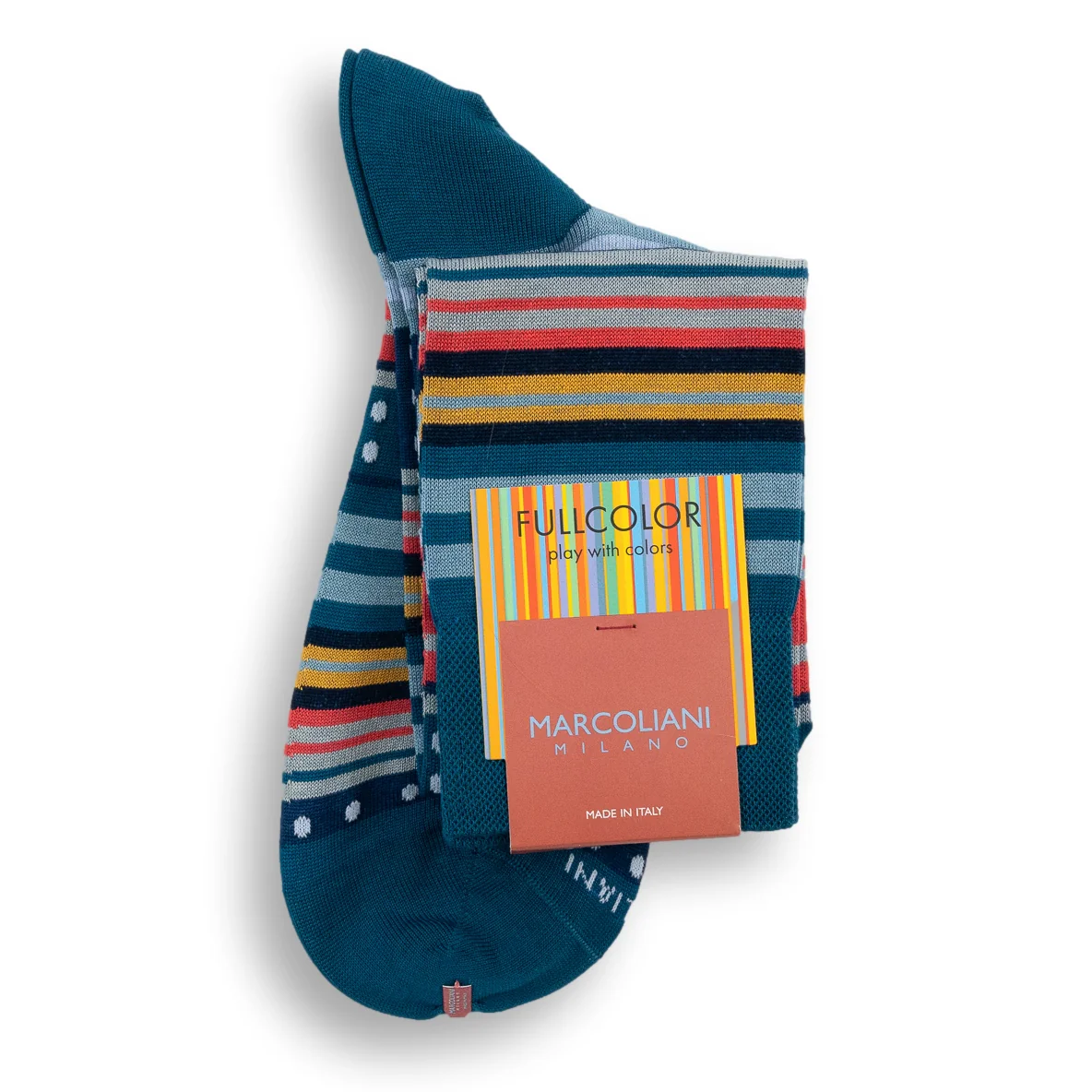 Pima Cotton Stripes and Polka Dots Over-the-Calf Dress Socks