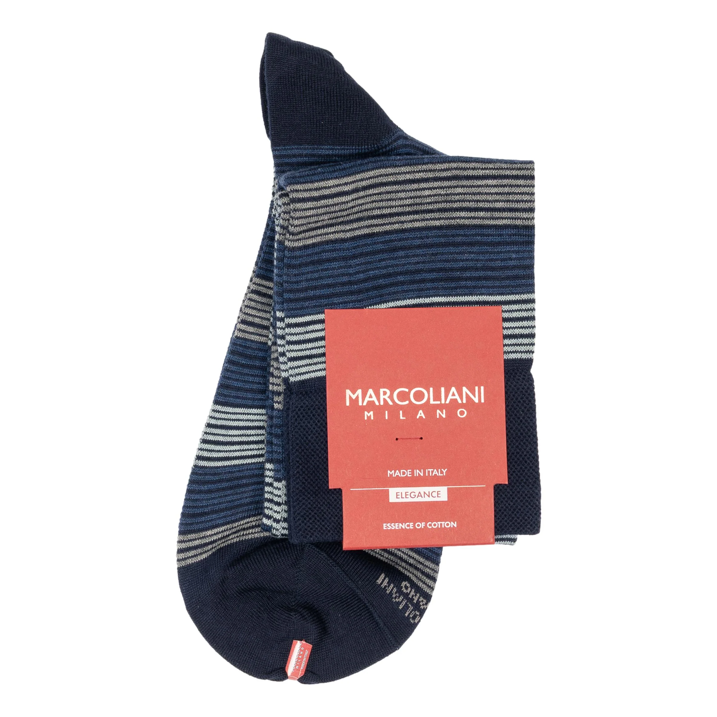 Scale Stripe Pima Cotton Over-the-Calf Dress Socks