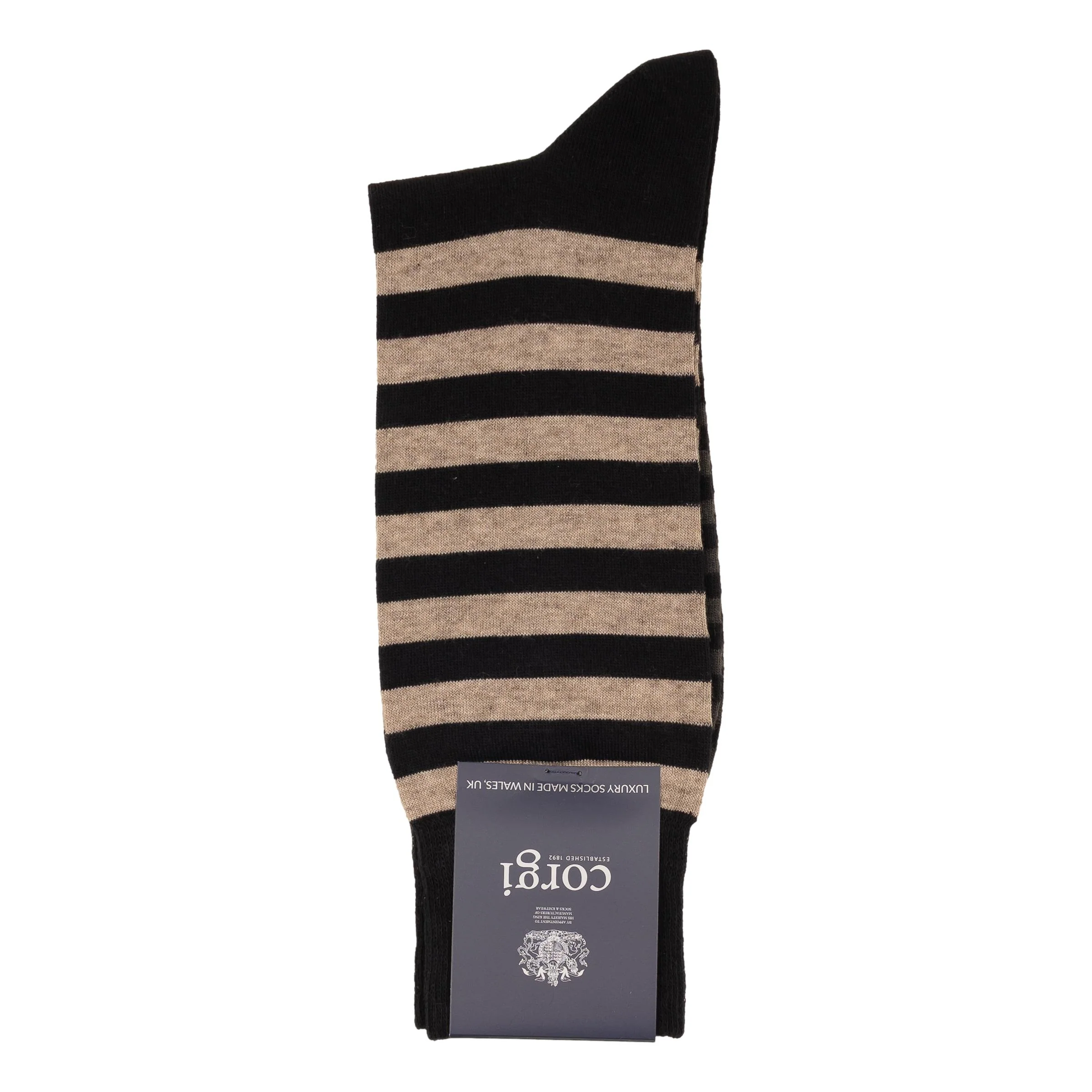Stripe Cotton and Cashmere Mid-Calf Dress Sock